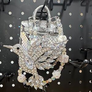 Silver Mini Bag with Crystal Bird Purse Chain | Exact Item Shown